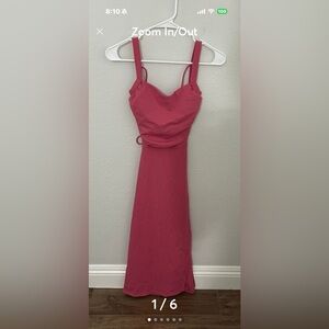 HALARA Strapless Sweetheart Midi Dress in Rose Pink